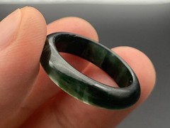 Video Certified Dark Green A Jadeite Jade Round Circle Ring NO. 7 戒指 # 420251 VS