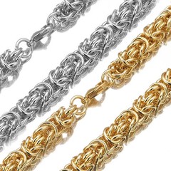 Byzantine Chain Necklace Stainless Steel Gold Silver Color 6mm 8mm 10mm Jewelry