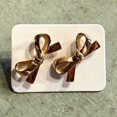 Kate Spade Gold Tone Bow Stud Earrings, Metal, Butterfly Back, No Stone