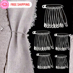 100PCS Safety Pins Assorted Sizes Heavy Duty Rust-Proof Large Brooch For Clothes