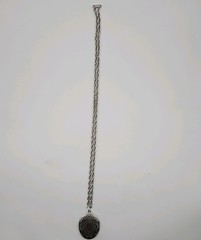 Vintage Silver Tone Locket Pendant Oval Etched Chain Necklace Unmarked