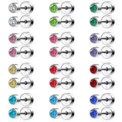 12Pairs/lot 20g Stainless Steel Stud Earring CZ Cartilage Helix Piercing Jewelry