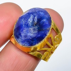 Blue Sapphire (Lab-Created) 18k Yellow Gold Plated Ring s.8 R7623-20