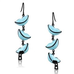 TK2624 – IP Black(Ion Plating) Stainless Steel Earrings with Epoxy in Sea Blue