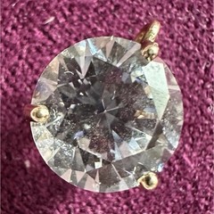 10k solid Gold Clear Round solitaire Cubic Zirconia pendant