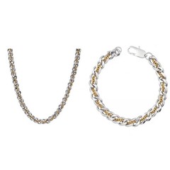 Two-tone Cuban Link Necklace Stainless Men Classic Chain Daily Neck Jewelry