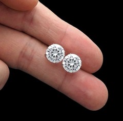 6.00 CT ROUND CUT VVS1/D LAB CREATED EARRINGS 14K WHITE GOLD SCREW-BACK 9MM