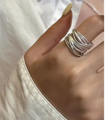 925 Sterling Silver Resizable Ring – Unique Irregular Interwire Shape Design