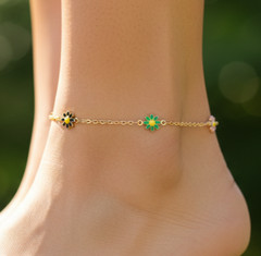 Elegant Gold Color Floral Charm Anklet 18K Gold Plated Designer Anklet