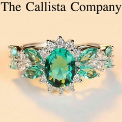 Best Seller LAB-CREATED 2.5 CT OVAL CUT GREEN 3A+CZ 14K WHITE GOLD RING SZ 7,8,9