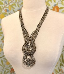 Stunning Vintage Chico’s Statement Necklace – Rhinestone & Gunmetal Tone – 17”