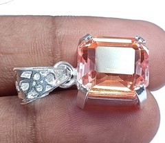Natural Peach Sapphire 20.20 Ct IGL Emerald Cut 925 Solid Pendant IGL Gems 5JSP