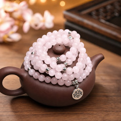 108 Mala Rose Quartz Bead Necklace Bracelet Lotus Healing Meditation Yoga Gift