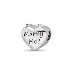 Sterling Silver Reflections Enamel Crystal Marry Me Heart Bead Pendant Necklace