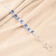 Tanzanite Quartz Gemstone 925 Sterling Silver Handmade Jewelry Bracelet 8″