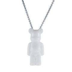 Baccarat Sterling Silver Be@rbrick White Crystal Necklace 2814116