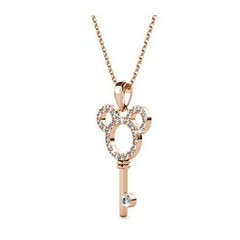 0.25 Ct Round Simulated Diamond Mickey Mouse Key Pendant 14k Rose Gold Plated