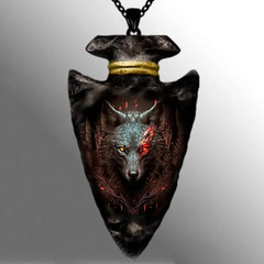 Wolf Hell Arrow Head Necklace Native American Jewelry Nature Pendant
