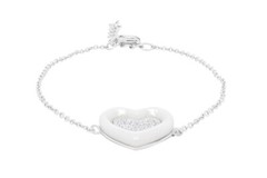 Round Cut Simulated Diamond Heart Bracelet 14K White Gold Plated Sterling Silver