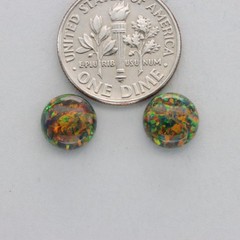 Multicolor Green Red FIRE OPAL Round Post Stud Earrings 925 STERLING SILVER 305e