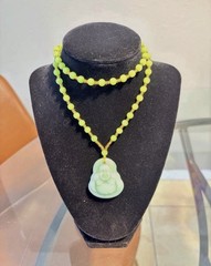 Green Chaldecony Big Belly Buddha W/plastic/resin Accent Beads