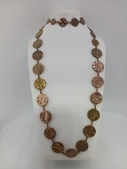 CHICO’S mixed metals hammered graduated discs stations design 36 in necklace