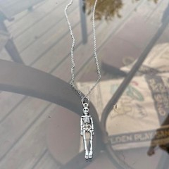 Vintage Gothic Silver Skull Necklace – Antique Punk Skull necklace Handmade