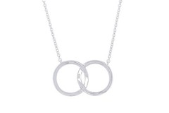 Interlocking Circle Necklace 14k White Gold Plated Silver Cubic Zirconia