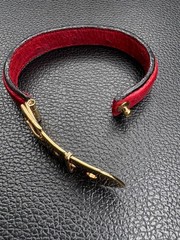 Gucci Bracelet Authentic OLD GUCCI Leather Gold Bangle 19.5cm From Japan