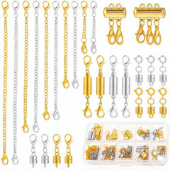36 Pcs Necklace Extender 5 Style 2 Colors Gold and Silver Clasps Chains for Wome