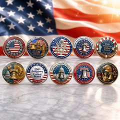250 Years of Freedom American Enamel Lapel Pins Bulk, 10 Large, Multicolor