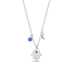 KUNSIR 925 Sterling Silver Hamsa Hand Evil Eye Pendant Necklace For Women Gifts