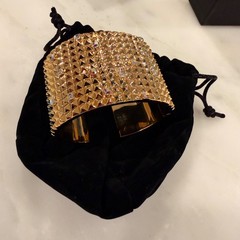 Karl Lagerfeld 11-row Pyramid Stud & Crystal-Embellished Hinged Cuff – SM