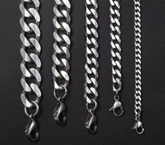 Cadena de Eslabón cubano para Hombre Acero Inoxidable de Plata Moda Hip Hop