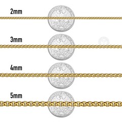 2/3/4/5mm 16″-30″ Men Women Gold Plated Box Chain Necklace Stainless Steel Link
