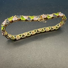 Vintage Ross Simons Silver925 Gold Vermeil TriColor CZ Bracelet 7.5″ long