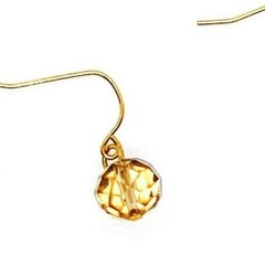 Gold-Tone Clear Amber Bead Dangle Earrings