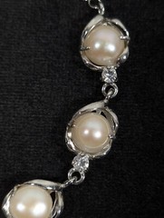 Silver Tone Baroque Button Pearl Rhinestone Tennis Bracelet Bridal Wedding 9 in