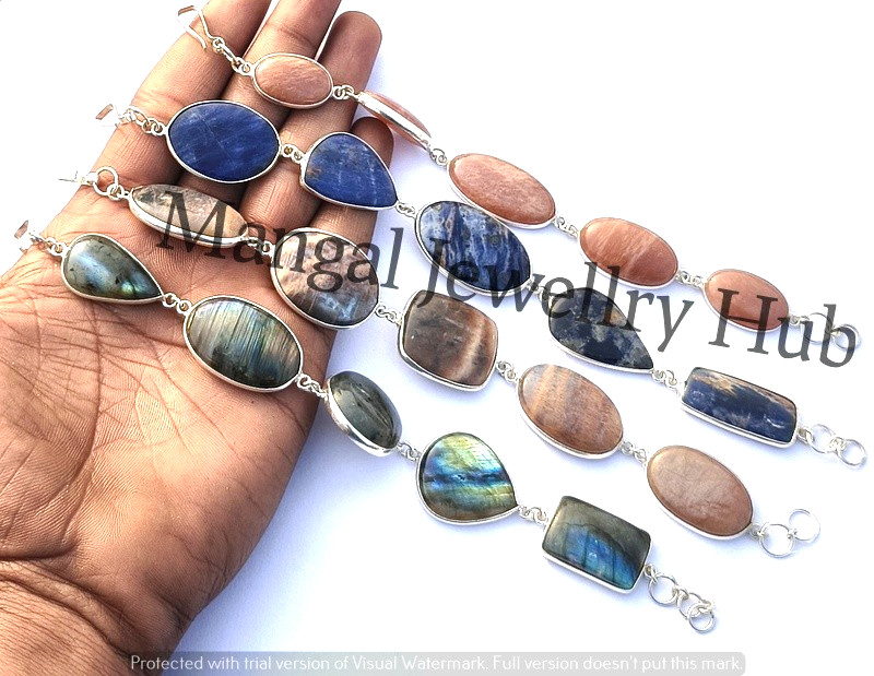 A+ Labradorite & Mix Gemstone Bracelets Lot 925 Sterling Silver Plated Jewellery
