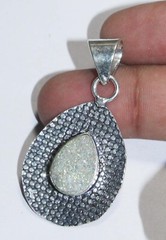 Titanium Druzy Pear Shape Gemstone Handmade Pendant Jewelry Size 1.5 inches