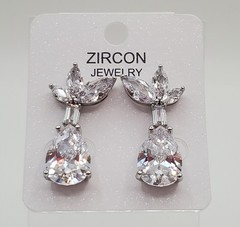 Zircon Jewelry Earrings 1in Silver Tone Brilliant Teardrop Marquise CZ Formal