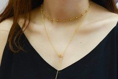 Gold Plated Titanium Stainless Steel 3.5mm Bead Chain Choker Necklace 14-16″