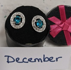 Avon BIRTHSTONE Earrings Changeable Stud Rhinestone Silver Pierced Gift Box
