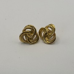 Trifari Gold Tone Knot Stud Earrings Womens Butterfly Back Classic Jewelry