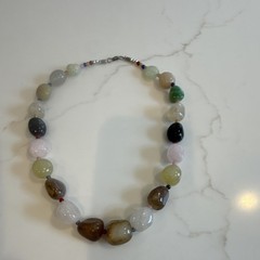Multicolor Beaded Necklace with Assorted Gemstones, Baroque Stones