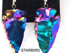 BLUE TITANIM COATED ARROWHEAD DANGLE EARRINGS 80’s VINTAGE