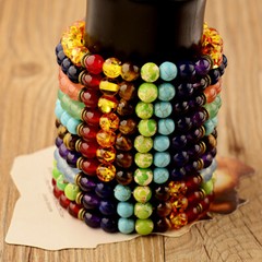7 Chakra Healing Bracelets Handmade Volcanic Lava Stone Mala Meditation Beads