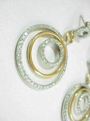 3Ct Round Cut Simulated Diamond Drop/Dangle Earrings In 14K Two Tone Gold Plated