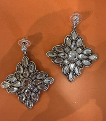 Silver Tone Clear Crystal Rhinestone Dangle/Drop Earrings 2 in Butterfly