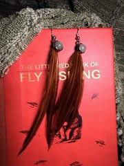 Whiting Farms Feather Dangle Earrings Green Adventurine Charm